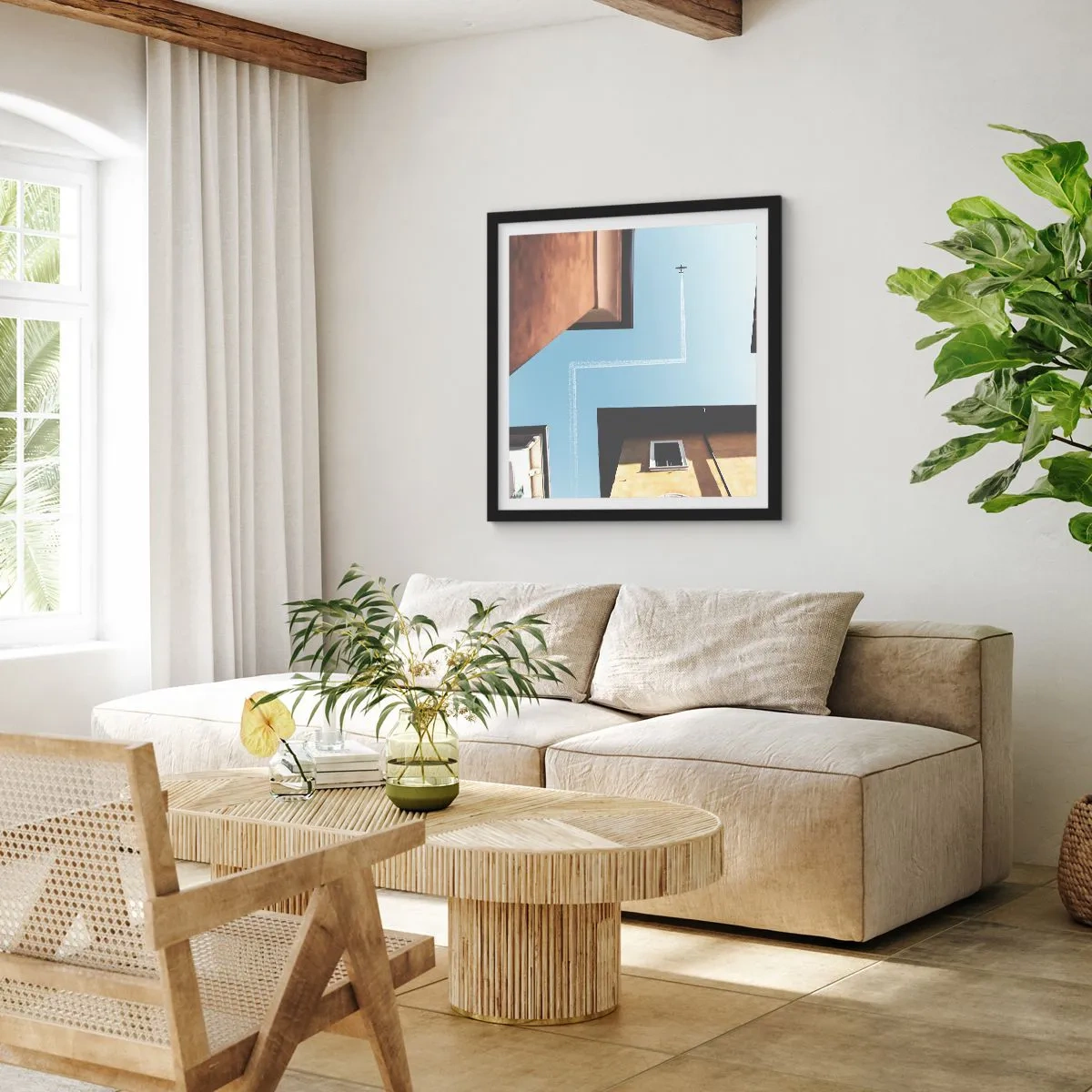 Poster in cornice nera - Sopra il labirinto urbano - 50x50 cm