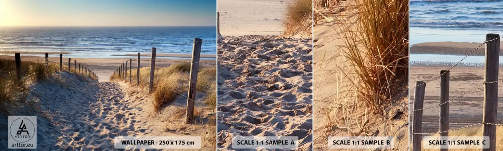 Campione di Fotomurale Adesivo Deluxe Sticker - Rumore del mare, uccelli che cantano, spiaggia selvatica tra i cespugli... - Paesaggio, Spiaggia, Dune - 100x30 cm