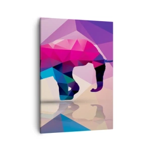 Quadro su tela - Stampe su Tela - Silhouette geometrica di un elefante in colori vivaci - 50x70cm - Il dinosauro di cristallo - Decorazione murale moderna per soggiorno e camera da letto ARTTOR