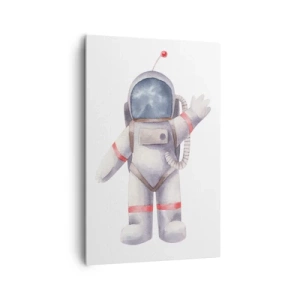 Quadro su tela - Stampe su Tela - Astronauta in stile acquerello su sfondo bianco - 80x120cm - Ci vediamo! - Decorazione murale moderna per soggiorno e camera da letto ARTTOR