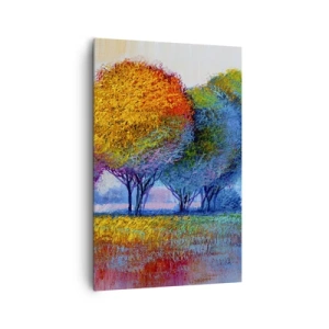 Quadro su tela - Stampe su Tela - Alberi colorati in un paesaggio impressionista - 80x120cm - Ciuffo di colori brillanti - Decorazione murale moderna per soggiorno e camera da letto ARTTOR