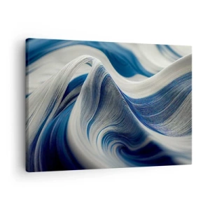 Quadro su tela - Stampe su Tela - Onde astratte nei toni del blu e del bianco - 70x50cm - Fluidità di blu e di bianco - Decorazione murale moderna per soggiorno e camera da letto ARTTOR