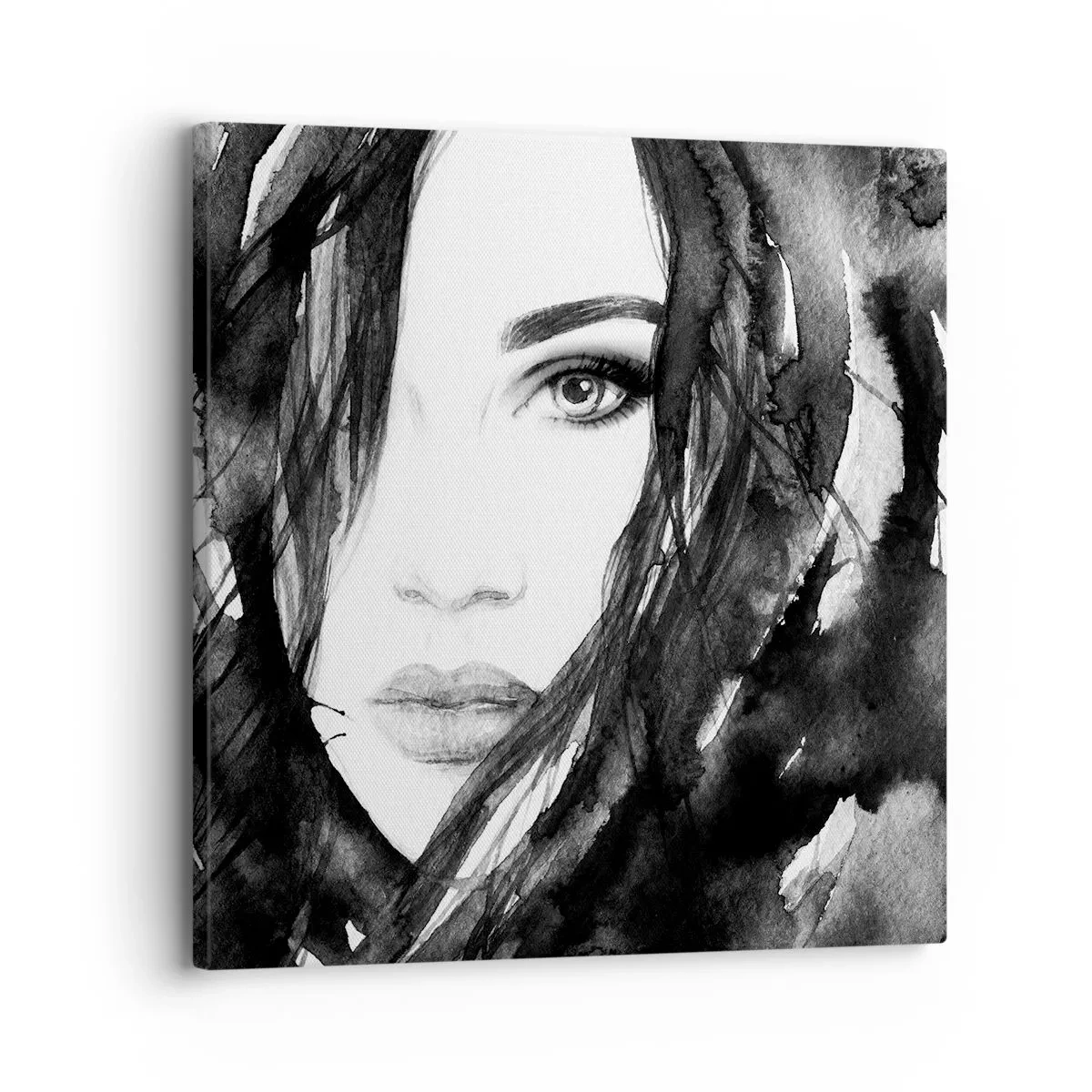 Quadro su tela - Stampe su Tela - Ritratto di donna in bianco e nero - 30x30 cm