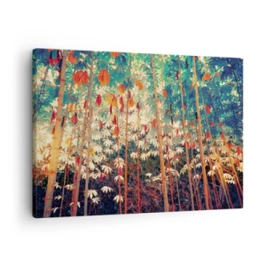 Quadro su tela - Stampe su Tela - Una foresta di bambù colorata dai colori intensi - 70x50cm - La vita segreta delle foglie - Decorazione murale moderna per soggiorno e camera da letto ARTTOR