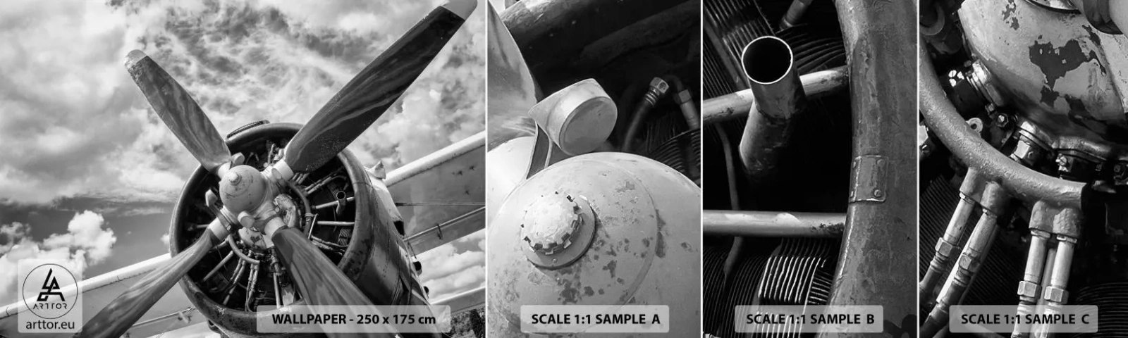 Campione Di Fotomurale Standard Eco - Il dominatore dell'aria - Aereo, Elica dell'aereo, Vintage ▾ - 100x30 cm