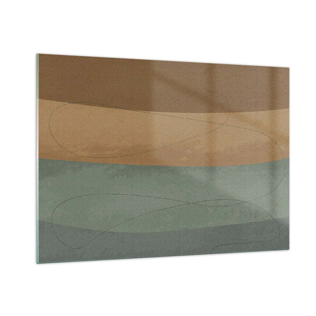 Quadro su vetro - Strisce astratte nei toni della terra - 100x70cm - Composizione orizzontale - Decorazione murale moderna per soggiorno e camera da letto ARTTOR