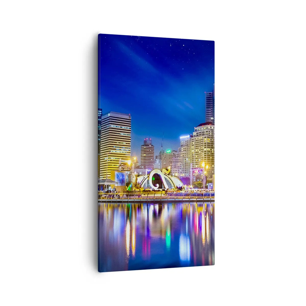 Quadro su tela - Stampe su Tela - Notte multicolore della metropoli - 55x100 cm