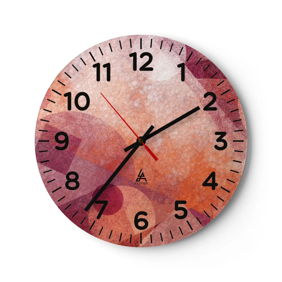 Orologio da parete - Orologio in Vetro - Trasformazioni geometriche in rosa - 40x40 cm