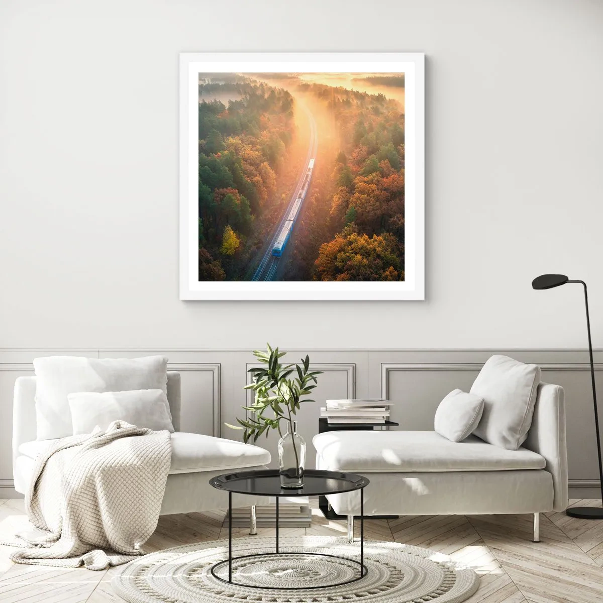 Poster in cornice bianca - Viaggio autunnale - 40x40 cm