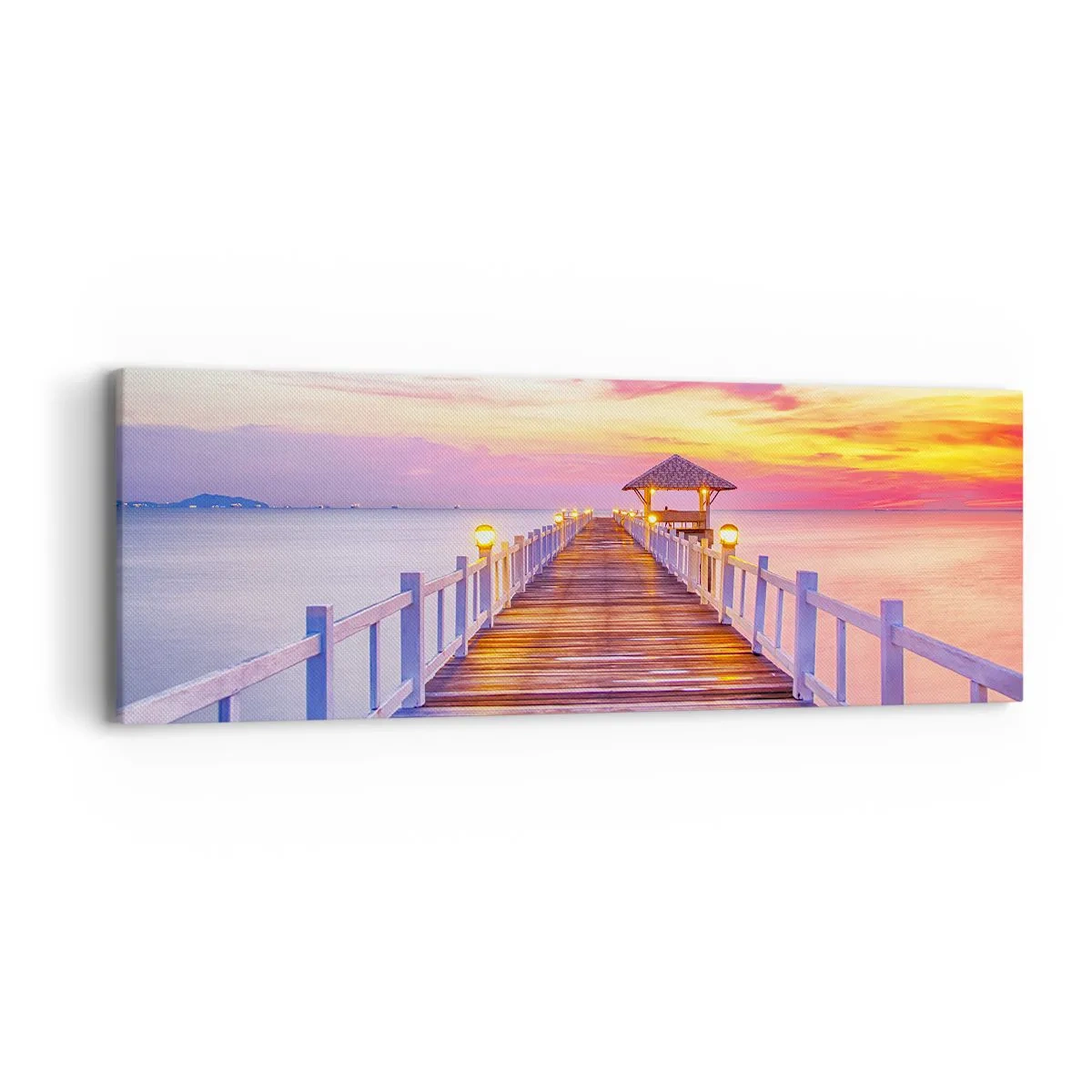 Quadro su tela - Stampe su Tela - Silenzio della sera in lilla e oro - 90x30 cm