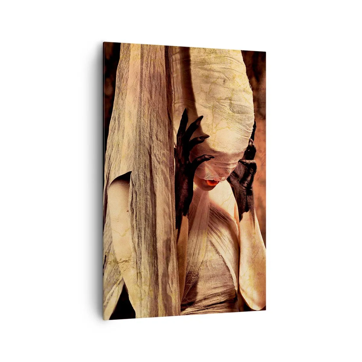 Quadro su tela - Stampe su Tela - Una donna con un velo e uno stile misterioso su uno sfondo scuro - 80x120cm - Tra il bene e il male - Decorazione murale moderna per soggiorno e camera da letto ARTTOR