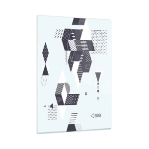 Quadro su vetro - Composizione geometrica astratta in bianco e nero su sfondo chiaro - 50x70cm - La matematica nell'anima - Decorazione murale moderna per soggiorno e camera da letto ARTTOR