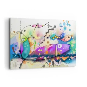 Quadro su tela - Stampe su Tela - Pesci astratti in una composizione colorata e surreale - 120x80cm - Senza parole! - Decorazione murale moderna per soggiorno e camera da letto ARTTOR