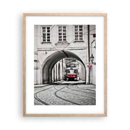 Poster in cornice rovere chiaro - Attraverso il labirinto cittadino - 40x50 cm