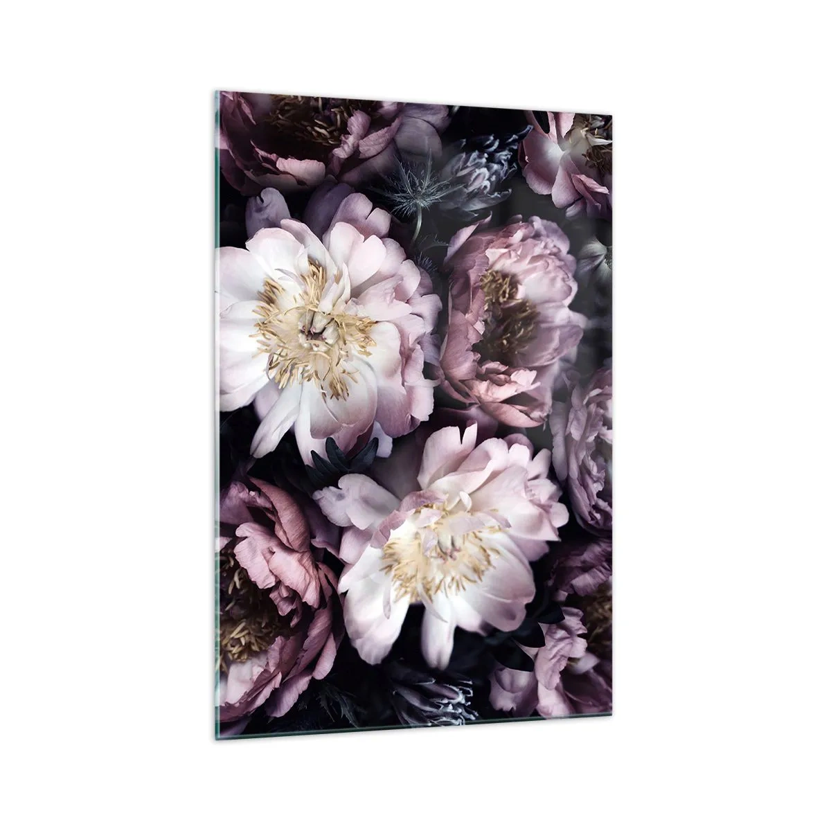 Quadro su vetro - Fiori in delicate tonalità pastello - 70x100cm - Bouquet nel vecchio stile - Decorazione murale moderna per soggiorno e camera da letto ARTTOR