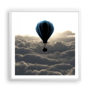 Poster in cornice bianca - Viaggiatore sopra le nuvole - 60x60 cm