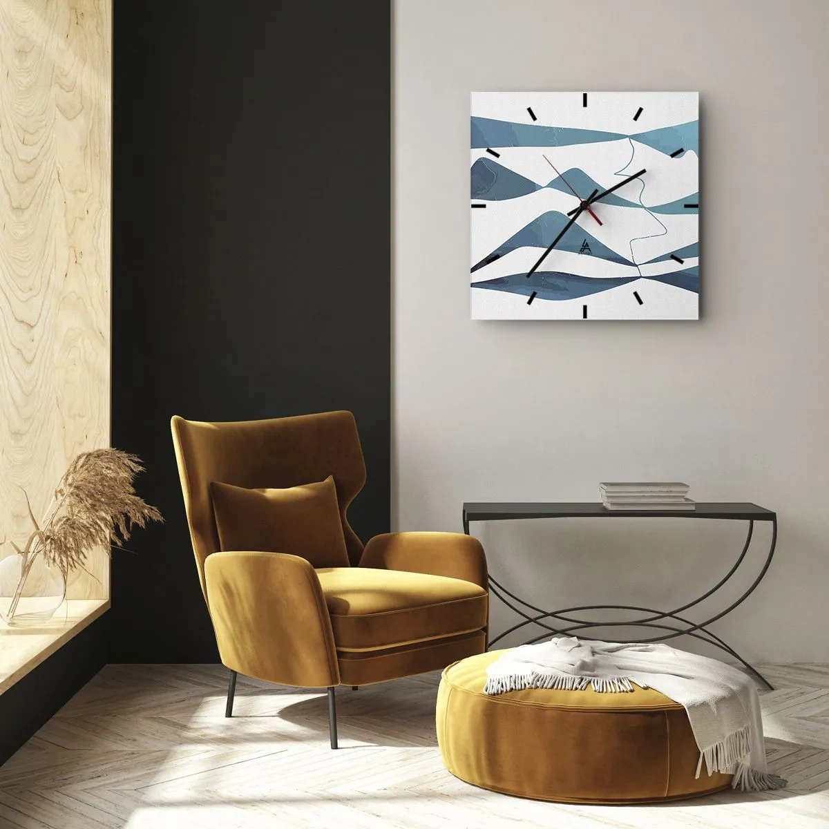 Orologio da parete - Orologio in Vetro - Astrazione: legame turchese - 40x40 cm
