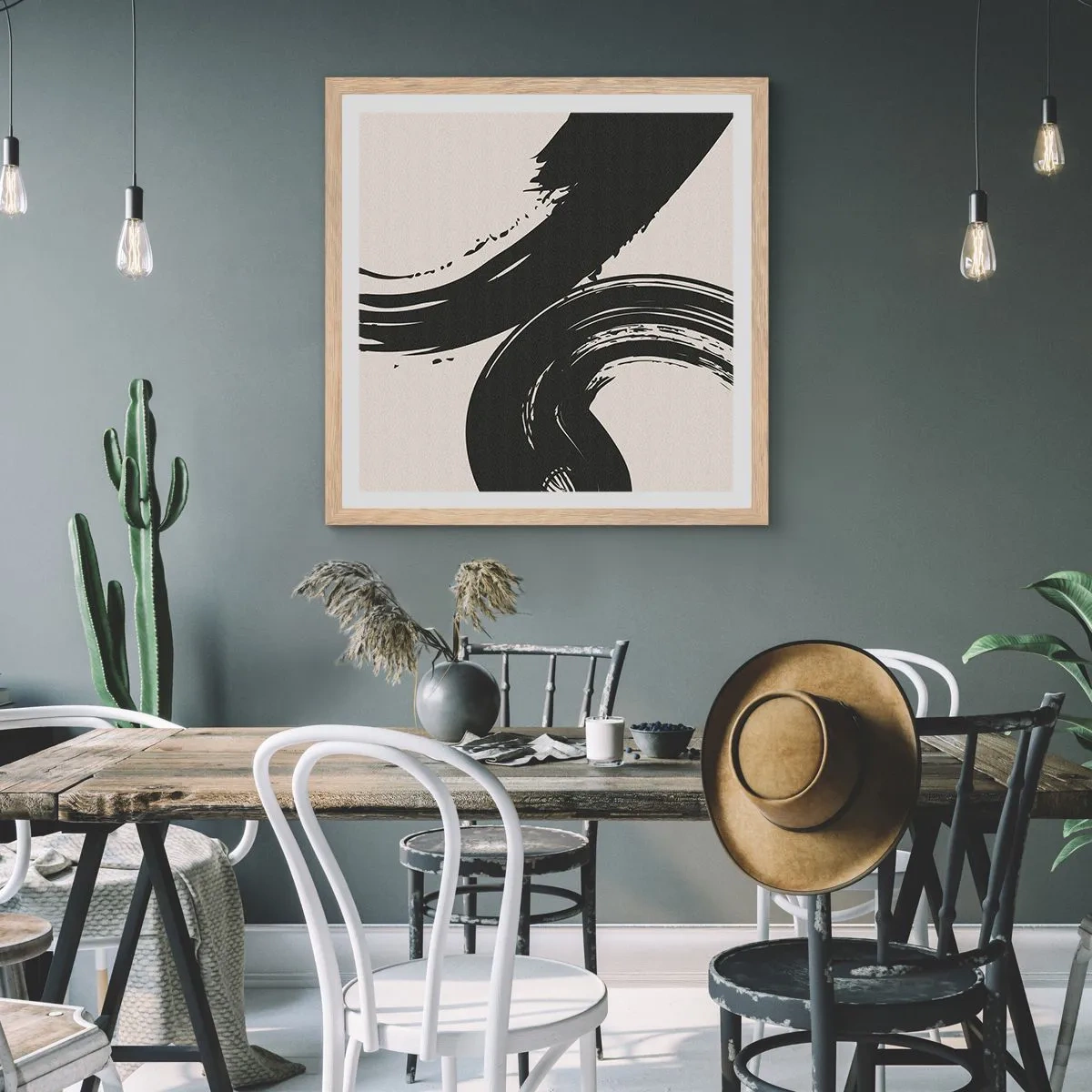 Poster in cornice rovere chiaro - Energico e circolare - 30x30 cm