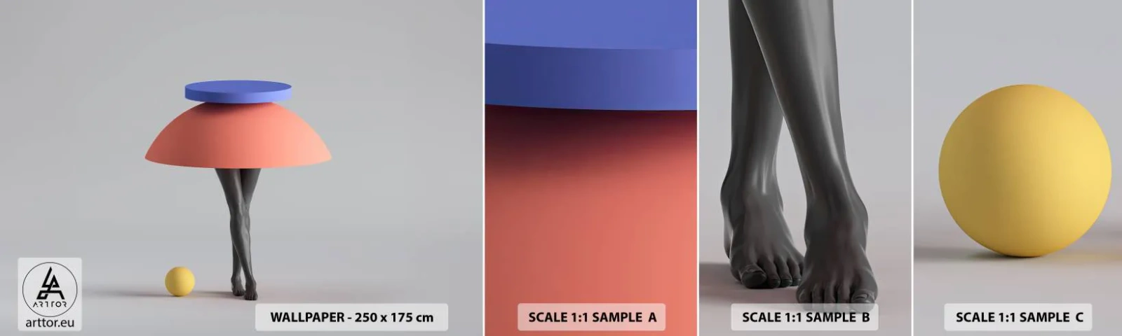 Campione Di Fotomurale Standard Eco - Composizione surrealista - 3D, Gambe, Forme - 100x30 cm