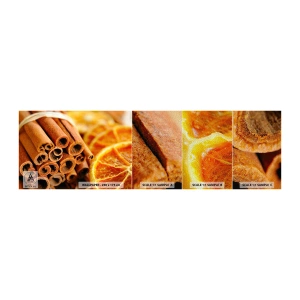 Campione di Fotomurale Premium Sand - Senti il loro profumo? - Arancia, Bastoncino di cannella, Spezie - 100x30 cm