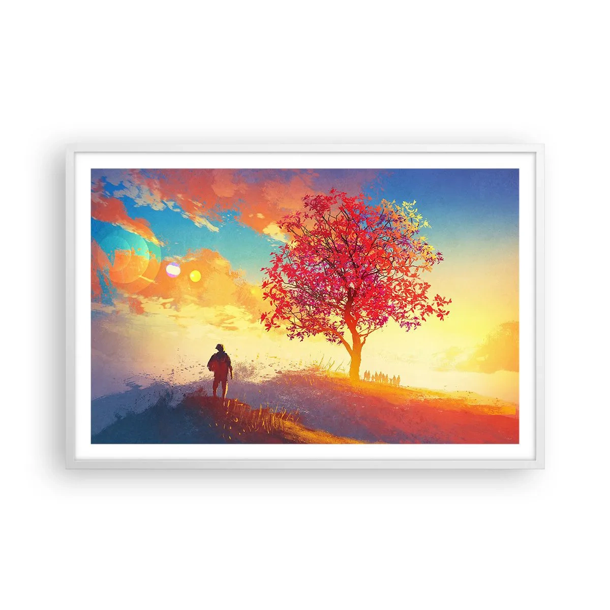 Poster in cornice bianca - Pellegrino alla meta - 91x61 cm