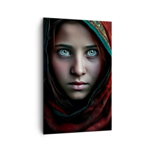 Quadro su tela - Stampe su Tela - Ritratto di donna dallo sguardo intenso dai colori caldi - 80x120cm - Principessa d'oriente - Decorazione murale moderna per soggiorno e camera da letto ARTTOR