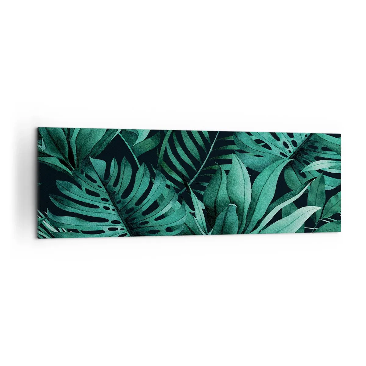 Quadro su tela - Stampe su Tela - Foglie tropicali in tonalità di verde intenso - 160x50cm - Dal profondo del verde tropicale - Decorazione murale moderna per soggiorno e camera da letto ARTTOR