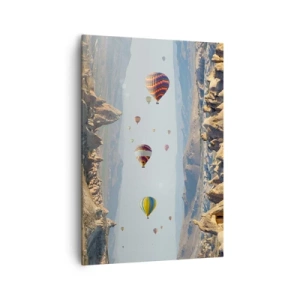 Quadro su tela - Stampe su Tela - Palloncini colorati su un paesaggio roccioso - 70x100cm - Qui tutto è possibile - Decorazione murale moderna per soggiorno e camera da letto ARTTOR
