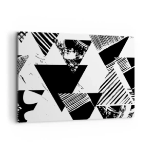 Quadro su tela - Stampe su Tela - Motivi geometrici in forma minimalista in bianco e nero - 100x70cm - Pioggia di triangoli - Decorazione murale moderna per soggiorno e camera da letto ARTTOR