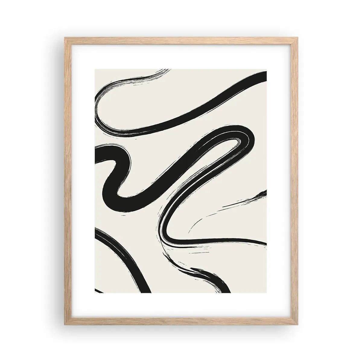 Poster in cornice rovere chiaro - Capriccio bianco e nero - 40x50 cm