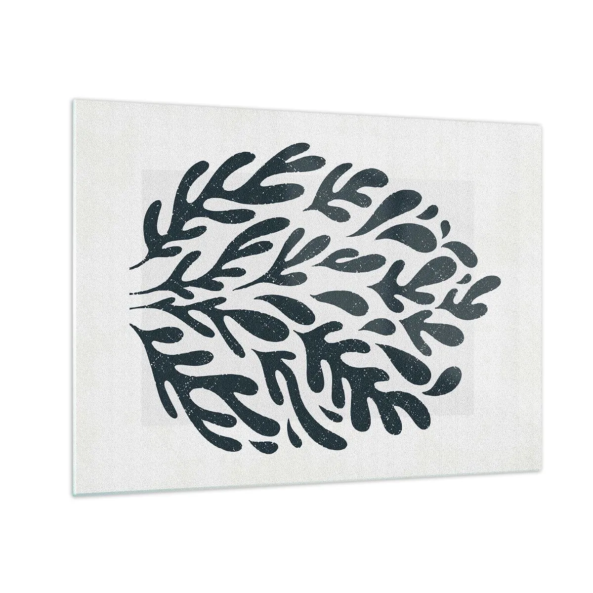 Quadro su vetro - Forma organica nera su sfondo bianco - 70x50cm - Le forme della natura - Decorazione murale moderna per soggiorno e camera da letto ARTTOR