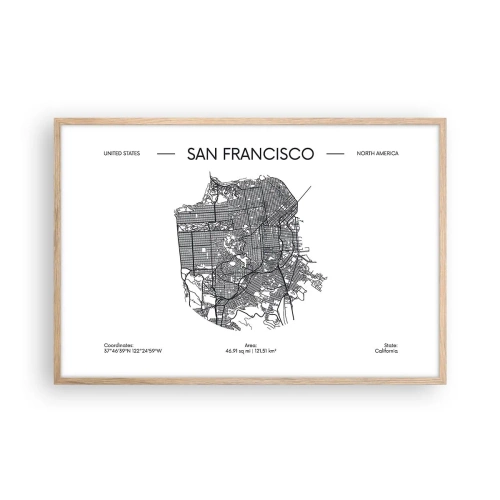 Poster in cornice rovere chiaro - Anatomia di San Francisco - 91x61 cm