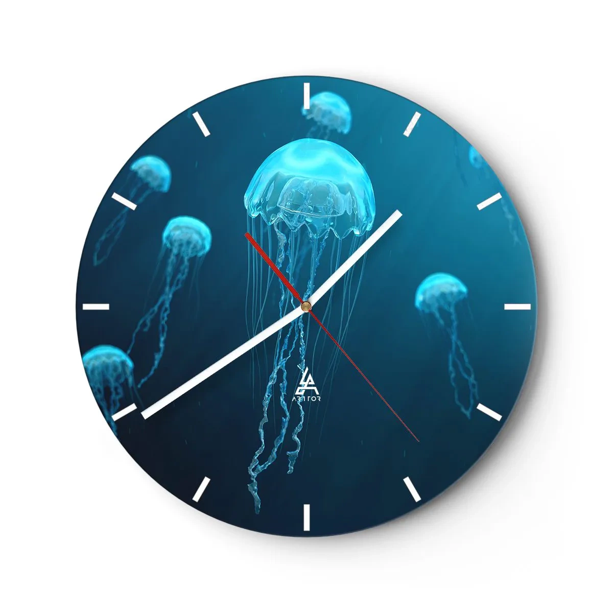 Orologio da parete - Orologio in Vetro - La danza oceanica - 40x40 cm