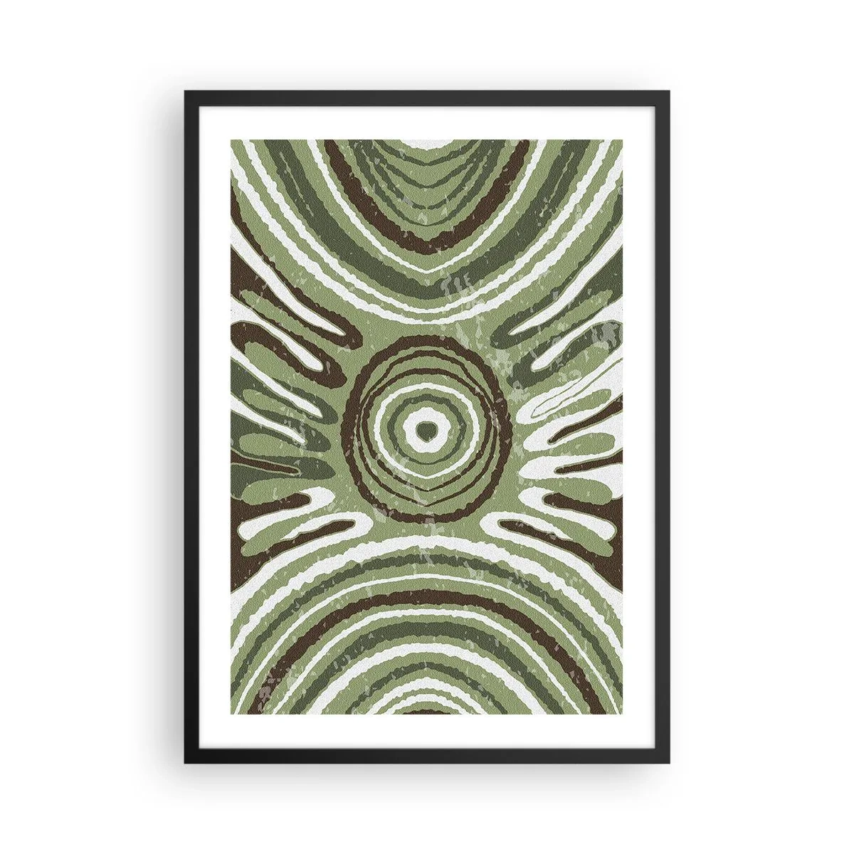Poster in cornice nera - Motivo astratto simmetrico nelle tonalità del verde - 50x70cm - Esplosione di emozioni - Decorazione murale moderna per soggiorno e camera da letto ARTTOR