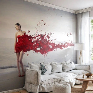 Fotomurale su misura Premium Sand - Appassionata come lo scarlatto - Donna, Modello, Grafica