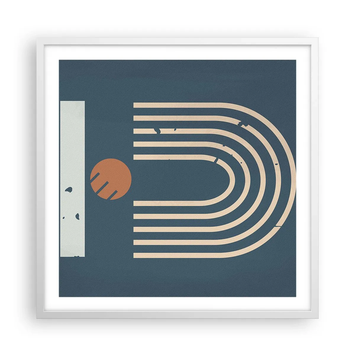 Poster in cornice bianca - Geometria in blu - 60x60 cm