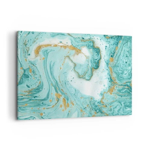 Quadro su tela - Stampe su Tela - Marmo turchese con accenti dorati in una composizione astratta - 120x80cm - La grande onda del periodo Edo - Decorazione murale moderna per soggiorno e camera da letto ARTTOR