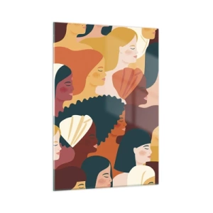 Quadro su vetro - Illustrazione elegante di diverse sagome femminili - 50x70cm - Solo femminilità - Decorazione murale moderna per soggiorno e camera da letto ARTTOR