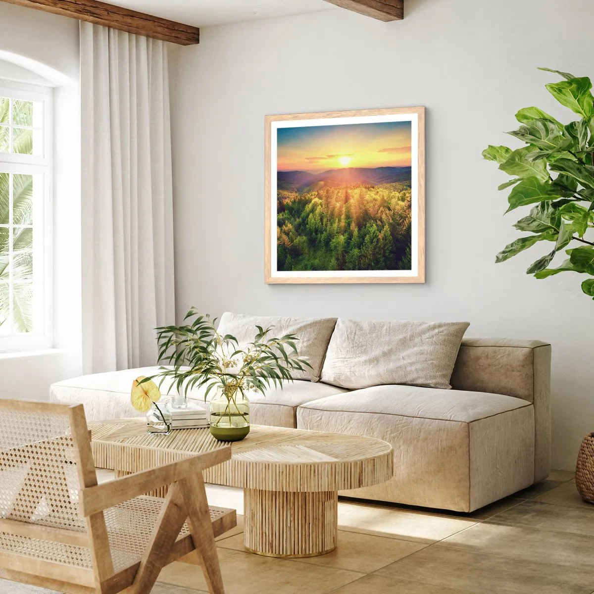 Poster in cornice rovere chiaro - Vette e cime - 60x60 cm