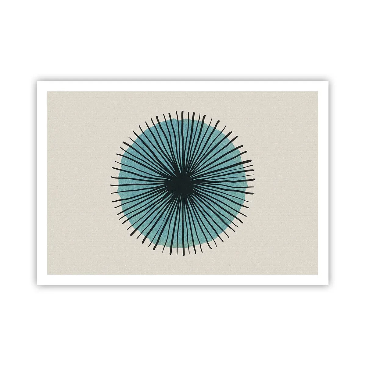 Poster - Forma circolare astratta con raggi blu - 100x70cm - Radiosamente nel blu - Decorazione murale moderna per soggiorno e camera da letto ARTTOR