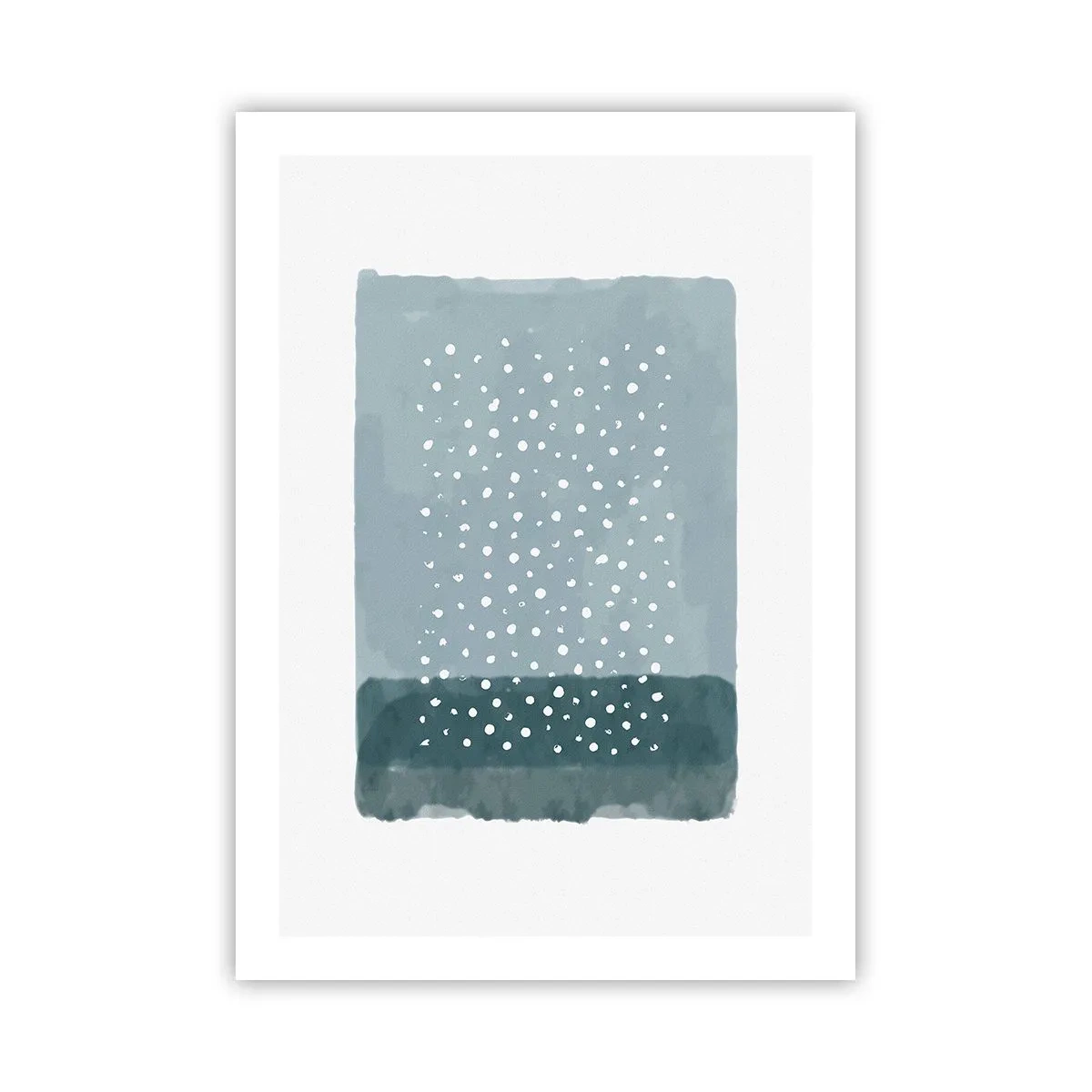 Poster - Una composizione astratta con puntini bianchi su sfondo blu. - 50x70cm - Spuntate nel blu - Decorazione murale moderna per soggiorno e camera da letto ARTTOR