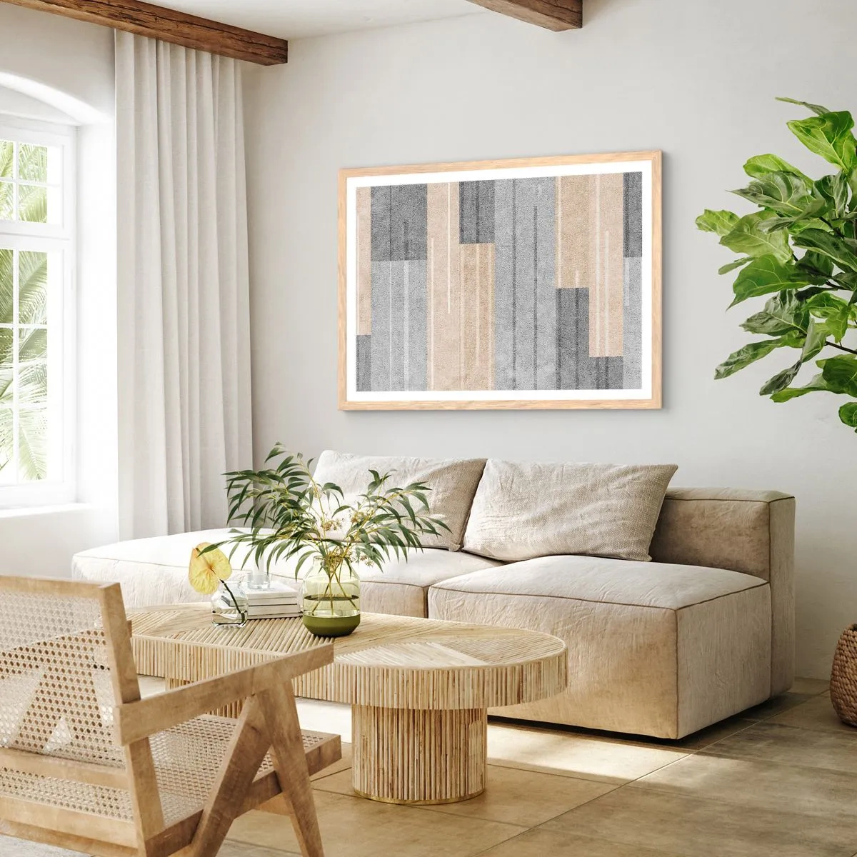 Poster in cornice rovere chiaro - Composizione: rigare dritto - 70x50 cm