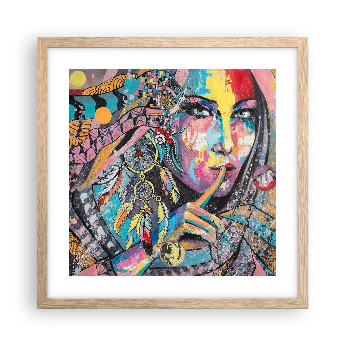 Poster in cornice rovere chiaro - Taci, finché capirai - 40x40 cm