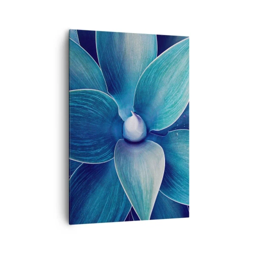 Quadro su tela - Stampe su Tela - Primo piano di un fiore astratto nei toni del blu - 70x100cm - Imbluito dal sole - Decorazione murale moderna per soggiorno e camera da letto ARTTOR