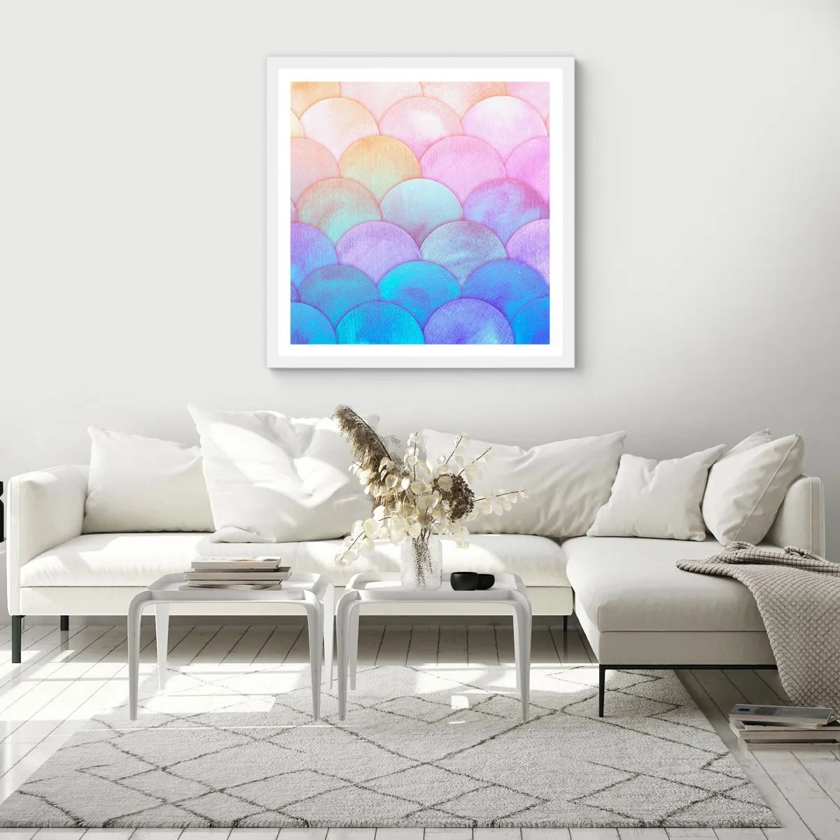 Poster in cornice bianca - Scaglie perlate - 30x30 cm