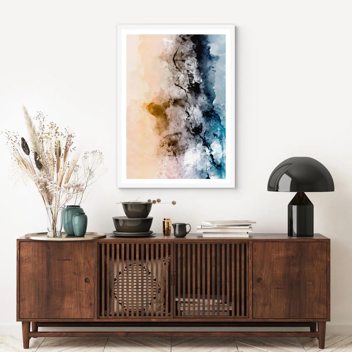 Poster in cornice bianca - Immersi in una nuvola di nebbia - 61x91 cm