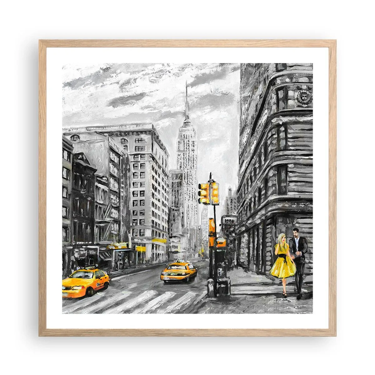 Poster in cornice rovere chiaro - Racconto di New York - 60x60 cm