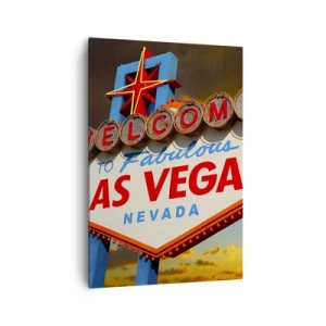 Quadro su tela - Stampe su Tela - Il famoso cartello Welcome to Fabulous Las Vegas al tramonto - 70x100cm - Cercando la fortuna - Decorazione murale moderna per soggiorno e camera da letto ARTTOR