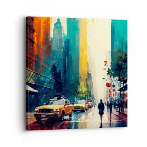 Quadro su tela - Stampe su Tela - New York: qui anche la pioggia è colorata - 30x30 cm