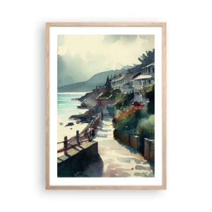 Poster in cornice rovere chiaro - Cittadina mediterranea - 50x70 cm